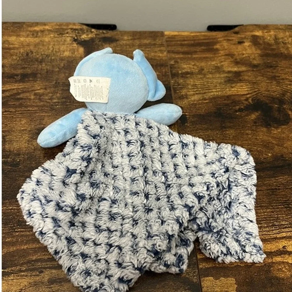 Blue Elephant Security Blanket Plush Baby Lovey Polka Dot Ears